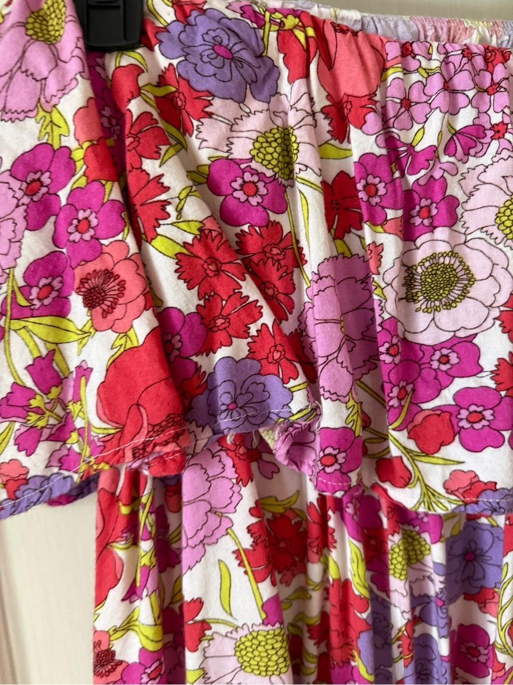 Japna Pink and Lavender Floral off shoulder Dress - Picture 4 of 9